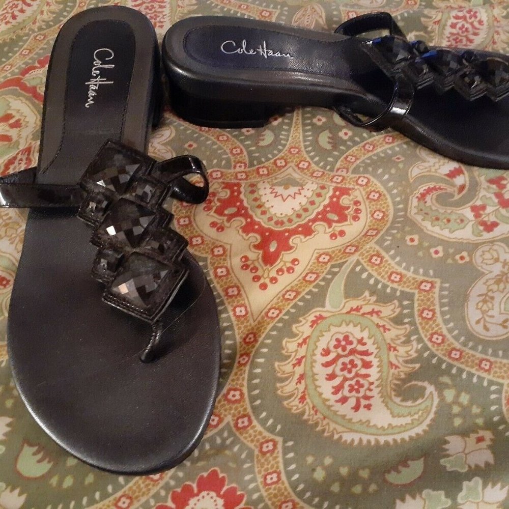 Cole Haan 7.5 7 1/2 black sandals heels shoes